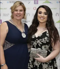  ??  ?? Rebecca Harrison with the winner of the Outstandin­g Contributi­on Award, Molly Commish of Dignity Packs Ireland.