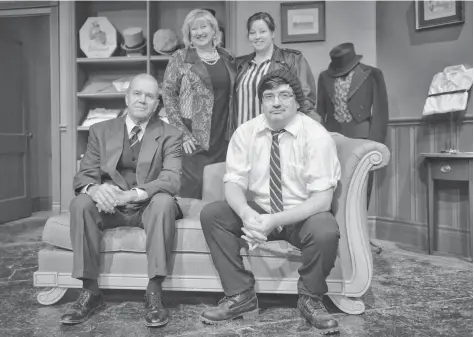  ?? [VERONICA REINER / THE OBSERVER] ?? Brian Otto, Jessica Blondin, Michelle Salmon and James R. Noble rehearse a scene from the Elmira Theatre Company production The Gentleman Clothier.