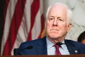  ?? AP Photo/Jacquelyn Martin ?? Sen. John Cornyn, R-Texas, attends a Senate Judiciary Committee hearing on domestic terrorism June 7 on Capitol Hill in Washington.