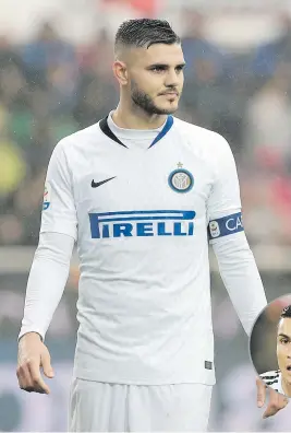  ?? Pictures: Getty Images ?? BRING IT ON. Inter’s Mauro Icardi is relishing the chance to face off against Cristiano Ronaldo (inset) when they meet Juventus in the Italian Serie A tonight.