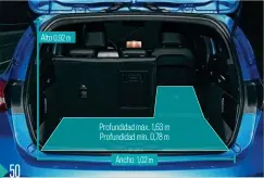  ??  ?? Al tener algo más de longitud, su capacidad cuando se abaten los asientos traseros es mayor: 1.354 l