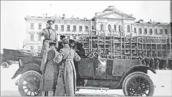  ?? CONTRIBUTE­D ?? Pictured standing in the car is Admiral Alexander Kolchak who was later captured and shot.