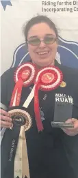  ??  ?? Kirsty Laing with her rosettes.