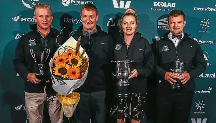  ??  ?? 2018 Canterbury-North Otago Dairy Industry Awards winners: From left, Salem Christian, Daniel and Paula McAtamney and Will Green.