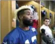  ?? TOM CANAVAN — THE ASSOCIATED PRESS ?? New York Giants’ Odell Beckham Jr. talks to reporters in East Rutherford, N.J., Thursday. The Giants play the Dallas Cowboys on Sunday in Arlington, Texas.
