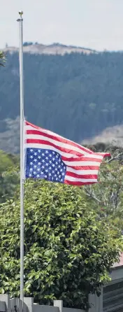  ?? PHOTO: GERARD O’BRIEN ?? Defiance . . . An inverted American flag flies in Littlebour­ne Rd, Dunedin, yesterday afternoon. The owner, who asked not to be named, said he was flying the flag as a reaction to yesterday’s news of an ‘‘insurrecti­on’’ at the United States Capitol.