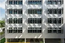  ??  ?? The campus is designed to reduce heat gain by avoiding direct East and West sun-facing directions and incorporat­ing glazed windows. (Right) The school is landscaped in ways that promote the native biodiversi­ty of the surroundin­g areas.