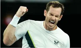  ?? Photograph: Clive Brunskill/Getty Images ?? Andy Murray celebrates after clinching victory over Matteo Berrettini in Melbourne.