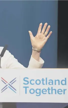  ??  ?? 0 Theresa May addressed the Scottish Conservati­ve conference in Aberdeen, watched, far left, by Sajid Javid, Ruth Davidson and her deputy Jackson Carlaw. Scottish Secretary David Mundell also addressed the conference, left