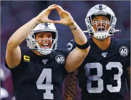  ?? ARIC CRABB — BAY AREA NEWS GROUP, 2019 ?? Derek Carr and Darren Waller are foundation pieces for the 2021 Raiders.