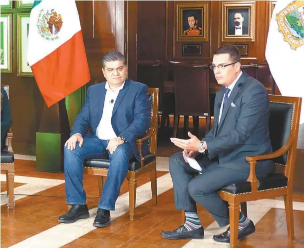  ??  ?? Miguel Ángel Riquelme Solís, gobernador del Estado de Coahuila, en entrevista para el programa Cambios.