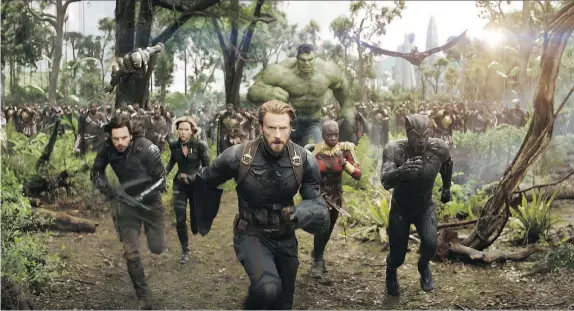  ?? — PHOTOS: DISNEY ?? Infinity War grossed $258.2 million in its North American debut, beating out Star Wars: The Force Awakens ($247.9 million) as the biggest ever North American opener before adjusting for inflation.