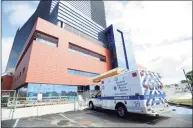  ?? Hearst Connecticu­t Media file photo ?? An ambulance waits at Stamford Hospital in July 2016. Connecticu­t hospitals and health care providers have received roughly $1 billion in federal coronaviru­s direct payments, but as the pandemic continues to surge, they’re advocating for more relief.