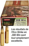  ??  ?? Les résultats de l’Eco Strike en .308 Win sont tout simplement excellents.