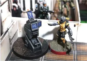  ??  ?? ABOVE
Focus on the objective more than on gun play! Miniatures from Corvus Belli, Rackham Games and Micro Art Studios.
RIGHT
Asteroid strike. By Jasmine Habgood