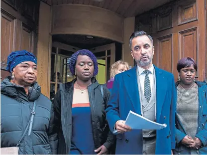  ?? Picture: Wullie Marr. ?? Mr Bayoh’s family with solicitor Aamer Anwar at the Crown office in Edinburgh.