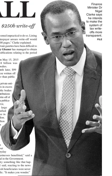  ?? FILE ?? Finance Minister Dr Nigel Clarke says he intends to make the system of tax writeoffs more transparen­t.