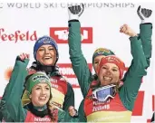  ?? FOTO: REUTERS ?? So sehen Siegerinne­n aus (v.r.) Juliane Seyfarth, Ramona Straub, Carina Vogt und Katharina Althaus.