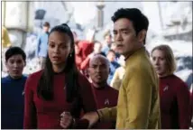  ?? THE ASSOCIATED PRESS ?? Zoe Saldana, left, as Uhura, and John Cho as Sulu appear in a scene from “Star Trek Beyond.”