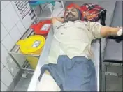  ?? HT PHOTO ?? Head constable Lachman Singh was injured in the attack.