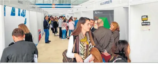  ?? ?? Universari­os, en la Feria de Empleo de la UCA celebrada ayer en el campus de Jerez.