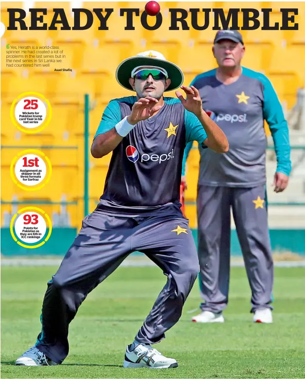  ?? Photo by Ryan Lim ?? Fast bowler Mohammad Abbas tries to catch the ball during a training session at the Sheikh Zayed Cricket Stadium in Abu Dhabi on Tuesday. —