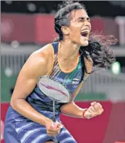  ?? GETTY ?? PV Sindhu after beating Akane Yamaguchi in the quarters.
