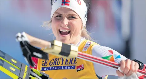  ?? [ APA ] ?? Ein gewohntes Bild nach einem Langlaufre­nnen: Therese Johaug jubelt, die Norwegerin gewinnt Gold – sie dominiert die WM in Oberstdorf.
