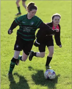  ??  ?? Hayley Lacey of Bridge Rovers and Catríona Roban of St. Cormac’s.