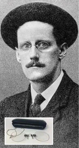  ??  ?? Legendary: James Joyce and, inset, the €17,000 spectacles