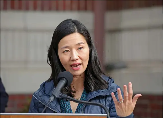  ?? STUART CAHILL — BOSTON HERALD ?? Mayor Michelle Wu is not backing the council’s push for an elected school board. She did, however, approve two student seats with voting power.