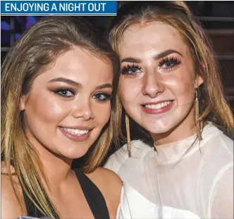  ??  ?? Rebecca O’Flynn and Katelyn Walsh from Lismire were enjoying the Valentine’s Disco Safaris Night Club, Newmarket.