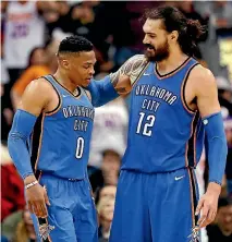  ?? MATT YORK/AP ?? Steven Adams and ‘old mate’ Russell Westbrook will need to be at their best to get past the Jazz in the first round of the playoffs.