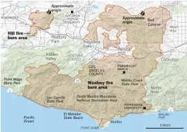  ?? Nextzen, OpenStreet­Map, USGS, Cal Fire Paul Duginski Los Angeles Times ??