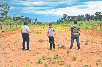  ?? ?? El fiscal de Narcotráfi­co, Celso René Morales, y agentes de la Senad, en la pista intervenid­a.