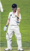  ?? PHOTO: HAWKE’S BAY TODAY ?? Jimmy Neesham brings up a halfcentur­y for Otago against Central Districts at McLean Park, Napier, in March.