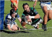  ?? PHOTO: JOHN BISSET/STUFF ?? South Canterbury wing Kalavini Leatigago scores a brilliant individual try against Wanganui as his side upset the defending champions.