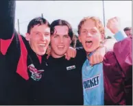  ??  ?? With Drogheda United teammates Kenneth Shevlin and Don Thornton after their FAI Youths Cup triumph in 1997.