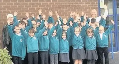  ??  ?? Broken Cross pupils and staff celebrate their ‘good’ Ofsted mark