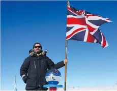  ??  ?? Patrick Bergel, the great-grandson of Ernest Shackleton, visited the South Pole while becoming the first man to drive a car across the continent.