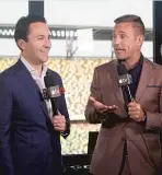  ?? PETER BONILLA/MLS ?? Evanston native Jake Zivin (left, with Taylor Twellman) has called all of Lionel Messi’s goals with Inter Miami.