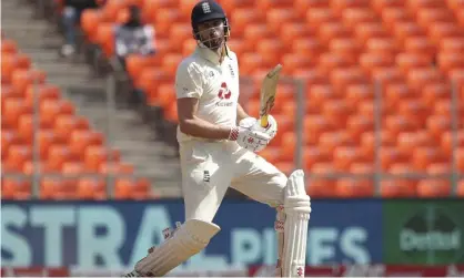  ??  ?? England’s Dom Sibley in action in India during the recent tour. Photograph: Aijaz Rahi/AP