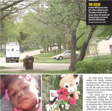  ??  ?? LEFT: Semaj Crosby was reported missing Tuesday night. RIGHT: A memorial to Semaj at the corner of Louis Road and Richards Street, near the home where the body of the 16- month- old was found late Wednesday.