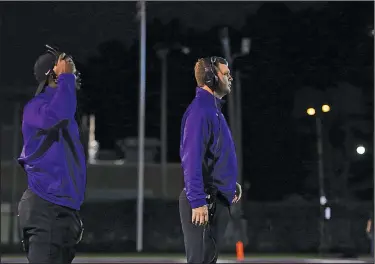  ?? Siandhara Bonnet/News-Times ?? Cat coach: EL DORADO FOOTBALL COACH STEVEN JONES WATCHES HIS TEAM ON THE fiELD IN ACTION LAST SEASON. JONES ANNOUNCED HIS COACHING STAFF HAS BEEN fiNALIZED FOR THE 2020 SEASON.