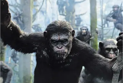  ?? 20TH CENTURY FOX ?? Andy Serkis, in his digital mo-cap make-up as ape leader Caesar in “Dawn of the Planet of the Apes,” which came out in 2014. Since 1968, when “Planet of the Apes” first came out starring Charlton Heston, there have been several sequels and reboots.