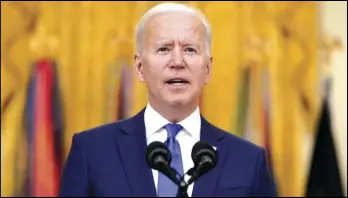  ?? ASSOCIATED PRESS ?? President Joe Biden speaks during an event to mark Internatio­nal Women’s Day, Monday in the East Room of the White House in Washington.