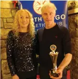  ??  ?? Jimmy Currid receives the Club Person Of The Year Award from Cllr Marie Casserly.