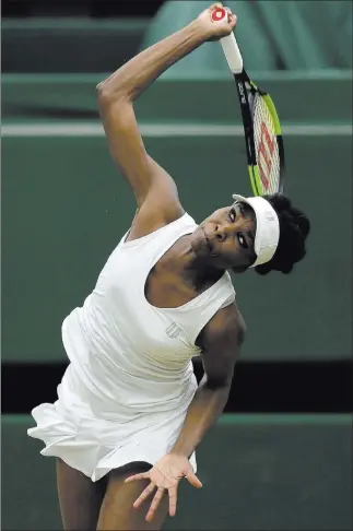  ?? Tim Ireland ?? The Associated Press Venus Williams beat Latvia’s Jelena Ostapenko to advance to the semifinals at Wimbledon.
Virginia Wade was runner-up in 1978.