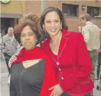  ?? KAMALA HARRIS CAMPAIGN PHOTOS VIA AP ?? ABOVE: Sen. Kamala Harris with her mother, Shyamala, at a parade in 2007. RIGHT: Harris is held by her father, Donald Harris, in April 1965.