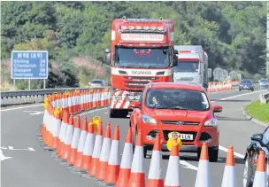  ??  ?? Upheaval Motorists using the M90 around between Perth and Bridge of Earn are facing two weeks of roadwork trouble